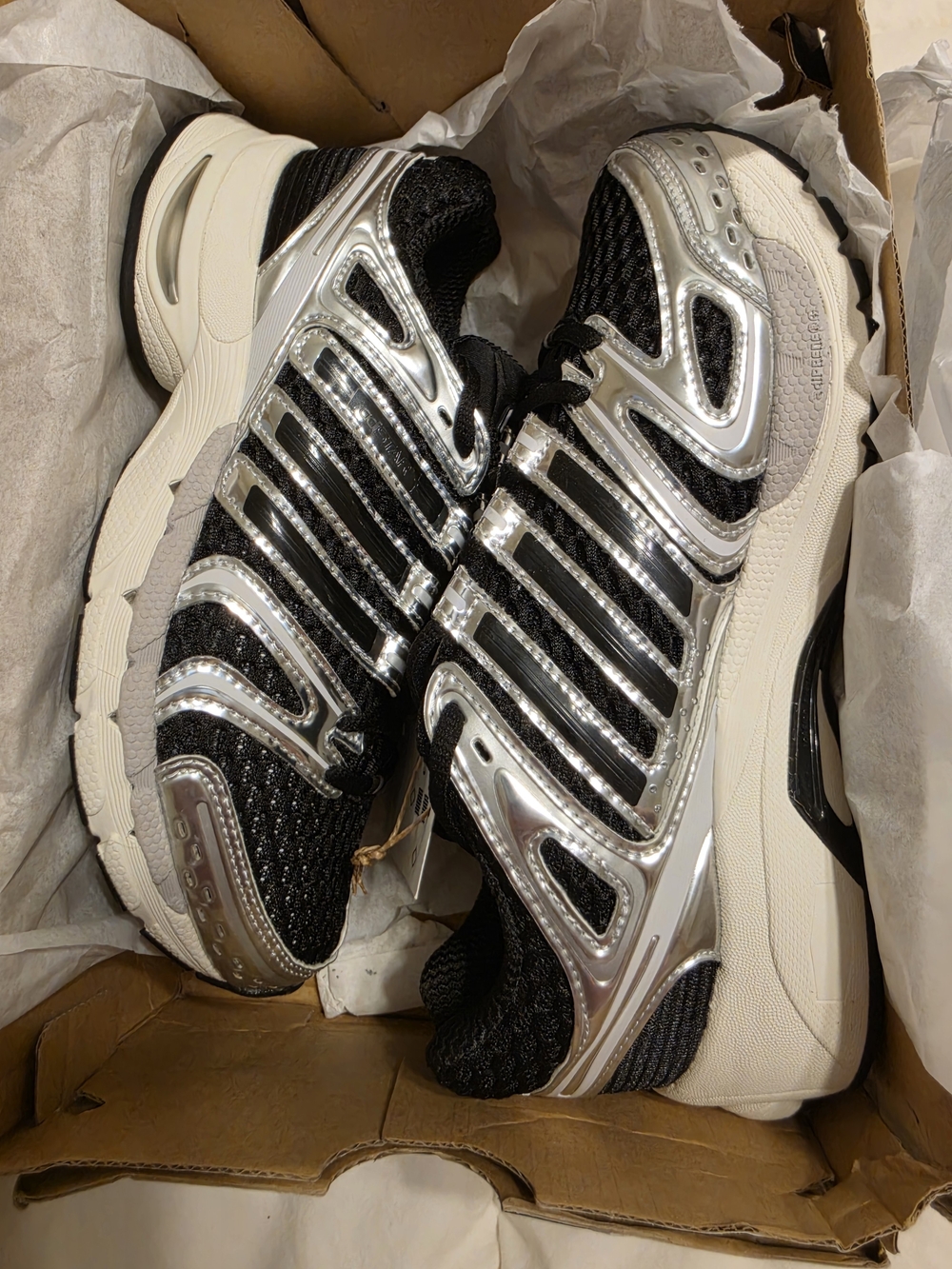 adidas Women's Black and Silver Mesh Sneakers